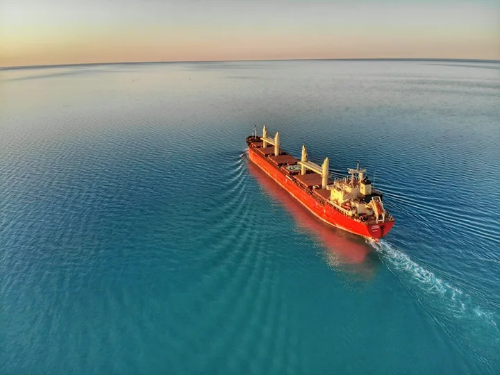 Marine cargo vessel at sea